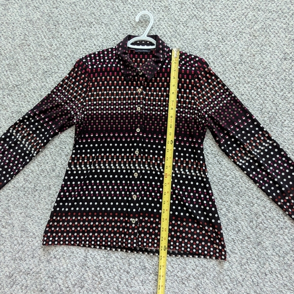 Tommy Hilfiger Women's (S/M) Black Button-Down Blouse w/Multicolored Polka Dots - Picture 4 of 13